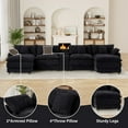 thumbnail image 6 of Wiilayok 145" Modular Sofa Set,Large Chenille U Shaped Sectional Sofa with Ottoman,Central Console,Cup Holder,5 Seater Deep Seat Couch for Living Room Furniture,Black, 6 of 9