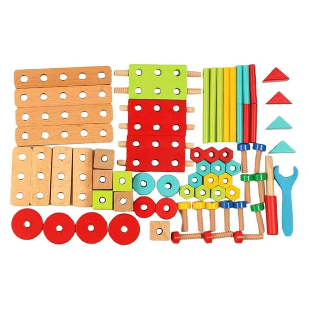 Bloques de construcción de dibujos animados para niños, inteligencia, rompecabezas de madera, juguetes divertidos, juego Estilo C 68 piezas