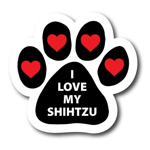 Magnet Me Up I Love My Shih Tzu Pawprint Magnet Decal, 5 Inch, Vinyl Automotive Magnet