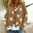 thumbnail image 2 of Tumotour Cardigan Sweaters For Women Buttons Floral Print V Neck Long Sleeve Rib Knit Open Front Knit Cardigan Sweaters Womens Fall Fashion 2024 Casual Loose Fashion Cute Tops, 2 of 4