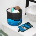 thumbnail image 6 of PhooArto Travel Cosmetic Bags Barrel Makeup Bag, Multifunctional Toiletry Bucket Bags Round Organizer Storage Pocket, Underwater Fish Shark Coral, 6 of 6