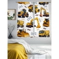 thumbnail image 3 of Construction Truck Sheer Curtains 63 Inch Length 2 Panels for Living Room, Cartoon Grips and Bulldozers Stirrup Car Voile Kitchen Curtain Set, Luxury Privacy Drapes Window Treatment for Bedroom, 3 of 7