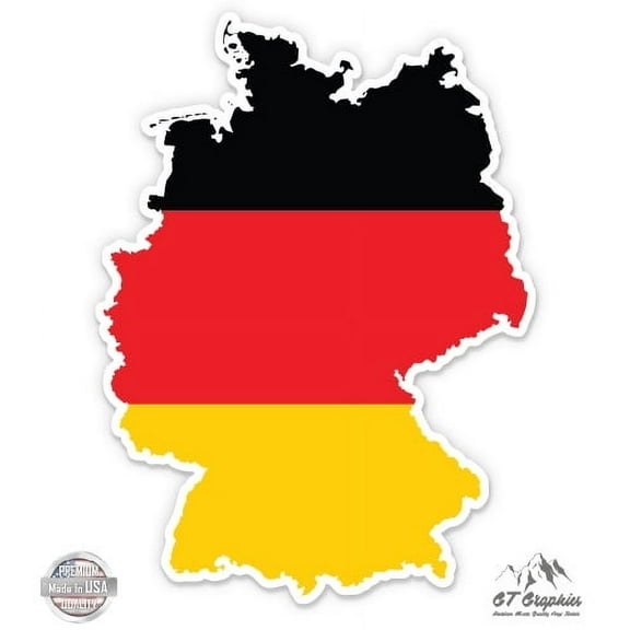Germany Map Flag Country Shape - 3" Vinyl Sticker - For Car Laptop I-Pad Phone Helmet Hard Hat - Waterproof Decal