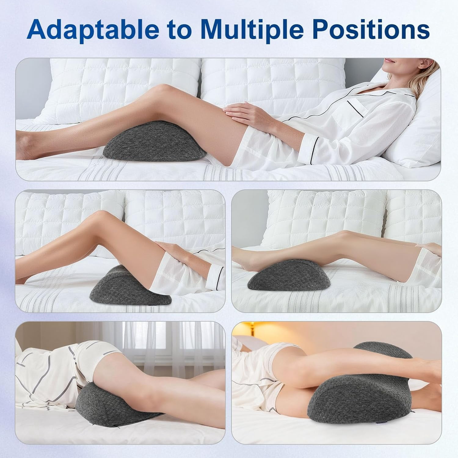 Poalid Ergonomic Memory Foam Lumbar Support Pillow for Pain Relief, Orthopedic Wedge Cushion for Side Sleepers, Breathable Cover for Bed and Car, Grey
