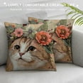 thumbnail image 3 of Qinduosi Vintage Animals Throw Pillow Covers Cute Cat with Flower Wreath Decorative Square Pillowcase for Home Sofa Car Bedroom Decor White, 3 of 5