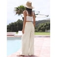 thumbnail image 3 of Women's Cotton Linen Summer Palazzo Pants Flowy Wide Leg Beach Trousers with Pockets, 3 of 10