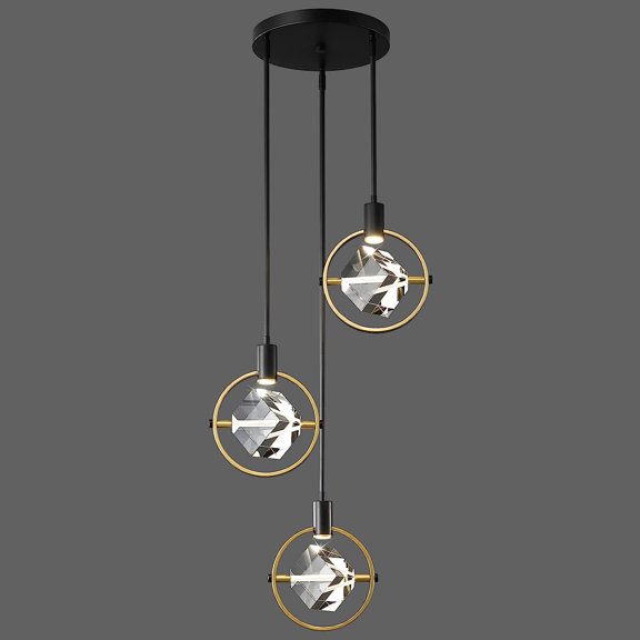 ZXNYH Pendant Ceiling Light Fixture for Kitchen Island, Modern Mini Integrated LED Hanging Light, Crystal Pendant Light in Chrome, Bedroom, Dining Room, Bar (1-Lights)