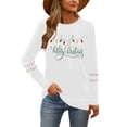 thumbnail image 7 of Christmas Tree Shirt Women Christmas Embroidered Trees Long Sleeve Shirts Gift Xmas Graphic Tee Tops, 7 of 7