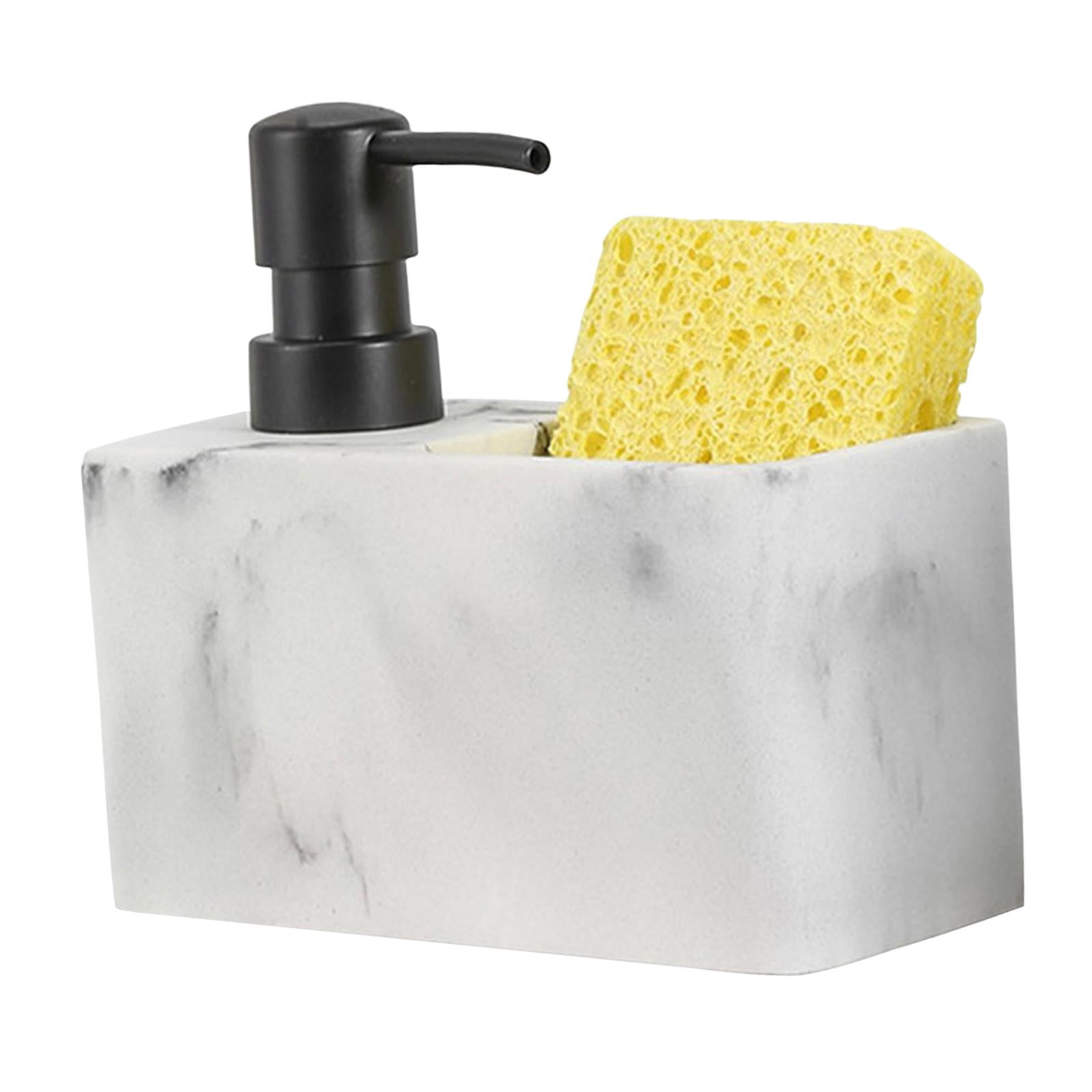 Soap Dispenser, Sponge Holder Liquid Soap Dispenser Liquid Pump Bottle Accessories Scrubbers ,Kitchen Sink Soap Dispenser for Hotel Bathroom White