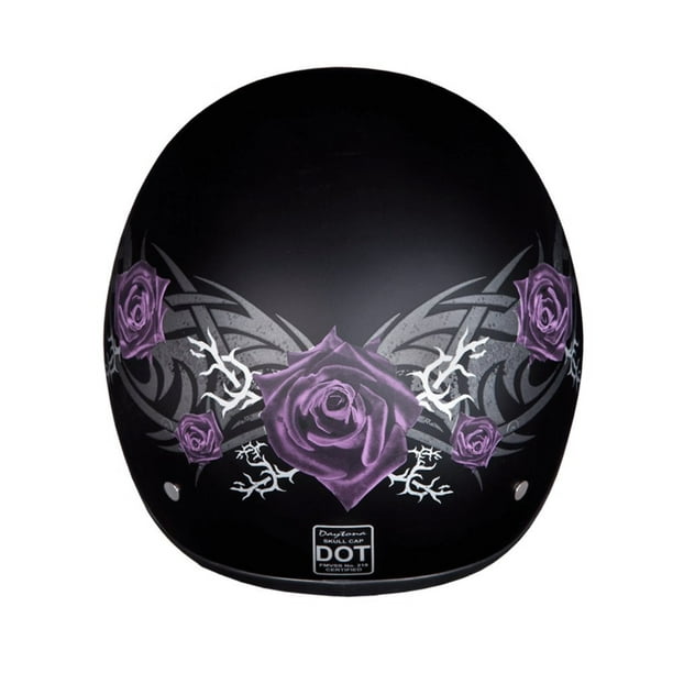 Daytona Helmets Half Skull Cap Motorcycle Helmet - DOT Approved [Purple  Rose] [S] 