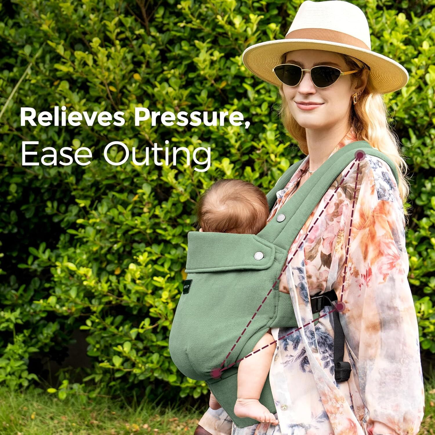 Momcozy Baby Carrier with Natural Cotton Linen, Built to Last, Ergonomic Design, Newborn to Toddler for 7-44lbs, Lightweight and Comfortable, Hands-Free for Moms&Dads, Sage Green