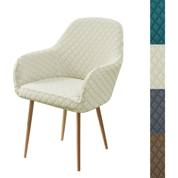 BH-JJSMGS Modern Stretch Curved Back Dining Chair Covers with Armrest Office Desk Chair Covers for Vanity Accent Dining Room Chairs Covers Slipcovers with Arms Swivel Armchair Protector