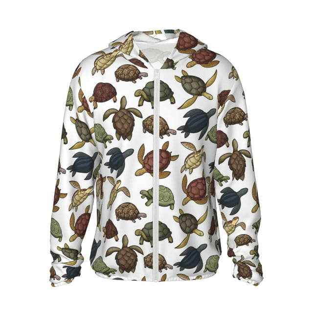 Lsque Various Turtle Pattern UPF 50+ Lightweight Sun Protection Men's Women's Long Sleeve Shirt, Hoodie Performance -Small