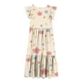 thumbnail image 4 of THDHVS Girls Dresses Kids Summer Ruffle Short Sleeve Crew Neck Floral Casual Flowy Tiered Maxi Dress with Pockets for 6-12 Years, 4 of 5