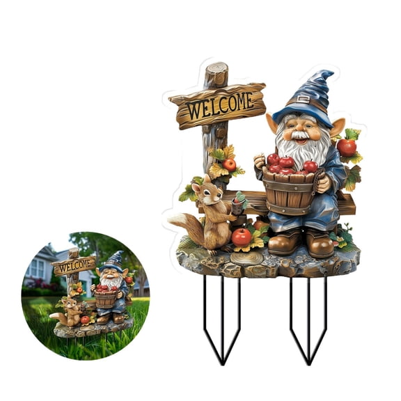 Oioii 2D Dwarfs Garden Stakes for Outdoor Yard Use, Cute Ground Insert Decor for Potted Plants and Lawn, Lovely Dwarf Ornaments for Garden and Patio Decoration.,Multicolor