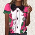 thumbnail image 2 of Camisetas Casuales de Manga Corta de la Tripulación Cuello Impreso Gráfico Tee Ligero Superior 95% Poliéster 5% Elastano, Uso Diario Camiseta Cómoda para Todo el Año, 2 of 8