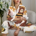 thumbnail image 6 of Saiise Cute Bee Honey Jar Hive Bear Print Women Soft Pajama Sets,Long Sleeve Sleepwear Button Up 2-Piece Pjs Lounge Sets-Large, 6 of 7