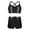 Black, variant on Girls Two Piece Gymnastics Leotard Dance Set Polka Dot Crop Top with Booty Shorts Swimsuit Light_Blue 6