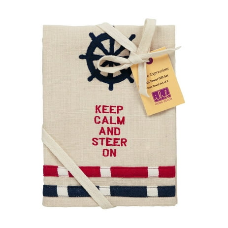 Wheel Dishtowel Gift Set - Set of 3 - Country Beach Nautical Boat Kitchen Dish Towels