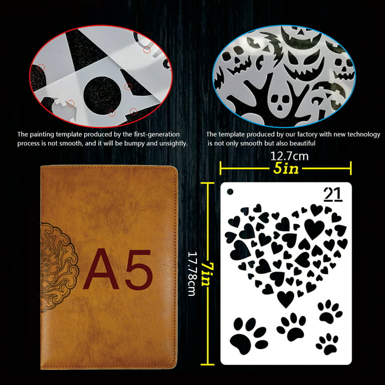 24 Pack Journal Planner Stencils, Reusable Bullet Stencils Set for