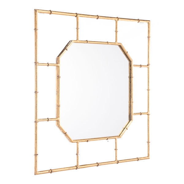Bamboo Square Mirror Gold