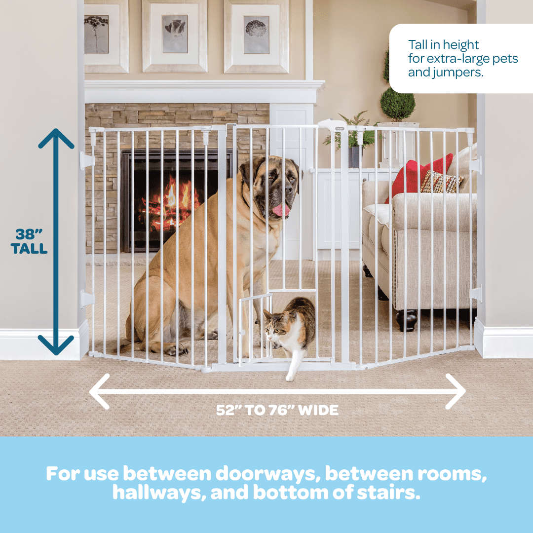 Carlson Extra-Tall Flexi Pet Gate, 38" H x 50" - 76" W, White