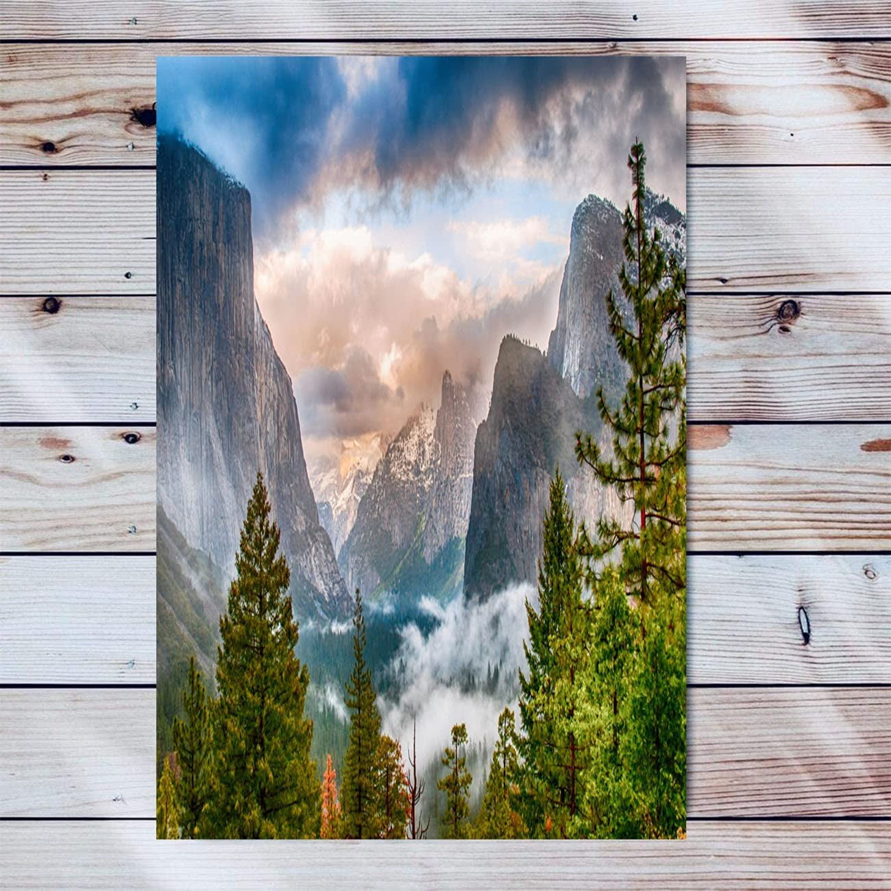 Yosemite Canvas Wall Art Artwork Wooden Frame Painting Stormy Yosemite Valley Landscape Nature
