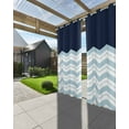 thumbnail image 3 of nqOlkjepod Outdoor Curtains for Patio Waterproof, Blue Chevron Outdoor Privacy Panels Grommet, Geometric Black Print Wavy Striped White Blackout Outside Curtains for Porch/Cabana 54"x108", 1 Panel, 3 of 8
