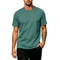 thumbnail image 2 of Men's Solid Crew Neck Short Sleeve T-Shirt, Regular Fit Lightweight Casual Basic Summer Top S, 2 of 5