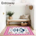 thumbnail image 3 of ODIKA 2'x3' Machine Washable Non-Slip Area Rug, Nordic Anchor Crest Design with Delicate Snowflake Details High Traffic Rug, Pink, 645590, 3 of 7