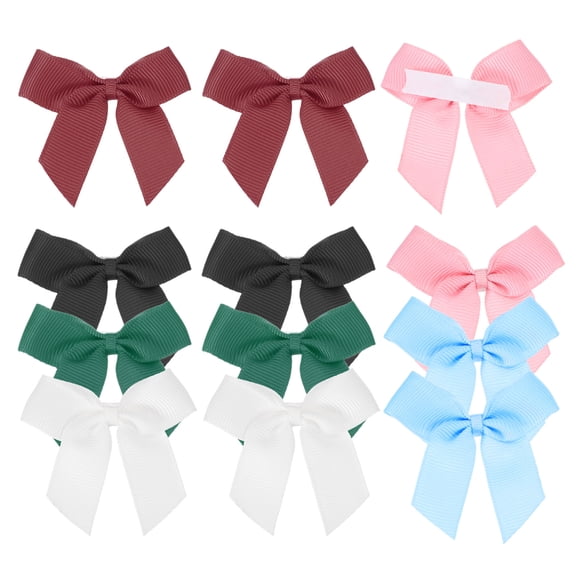 12Pcs Mini Grosgrain Ribbon Bow 2" Self Adhesive Flower Bows Multicolor