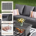 thumbnail image 3 of NOBLEMOOD 6 Pcs Patio Furniture Set, Wicker Outdoor Sectional Set w/ Mix Gray Sofas, Ottomans & Glass Coffee Table for Garden, Poolside, Backyard, 3 of 6