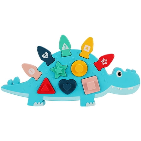 

Dinosaur Puzzle Set with Block and Dinosaur Panel Plastic Animal Shape Jigsaw Puzzle Set Montessori Early Education Preschool Learning Toys Gifts for Children Kids Toddler