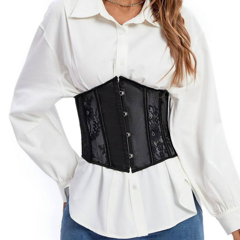 Women's Plus Size Corset Bustier Top With Thong Leather Lace