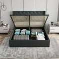 thumbnail image 3 of Velets Diva Contemporary Mid-Century Soft Padded Tufted Upholstered Platform Bed with Hydraulic Gas Lift Storage - Wood Slat System & Smart Hydraulic Under-Bed Storage (Dark Gray, Queen), 3 of 5