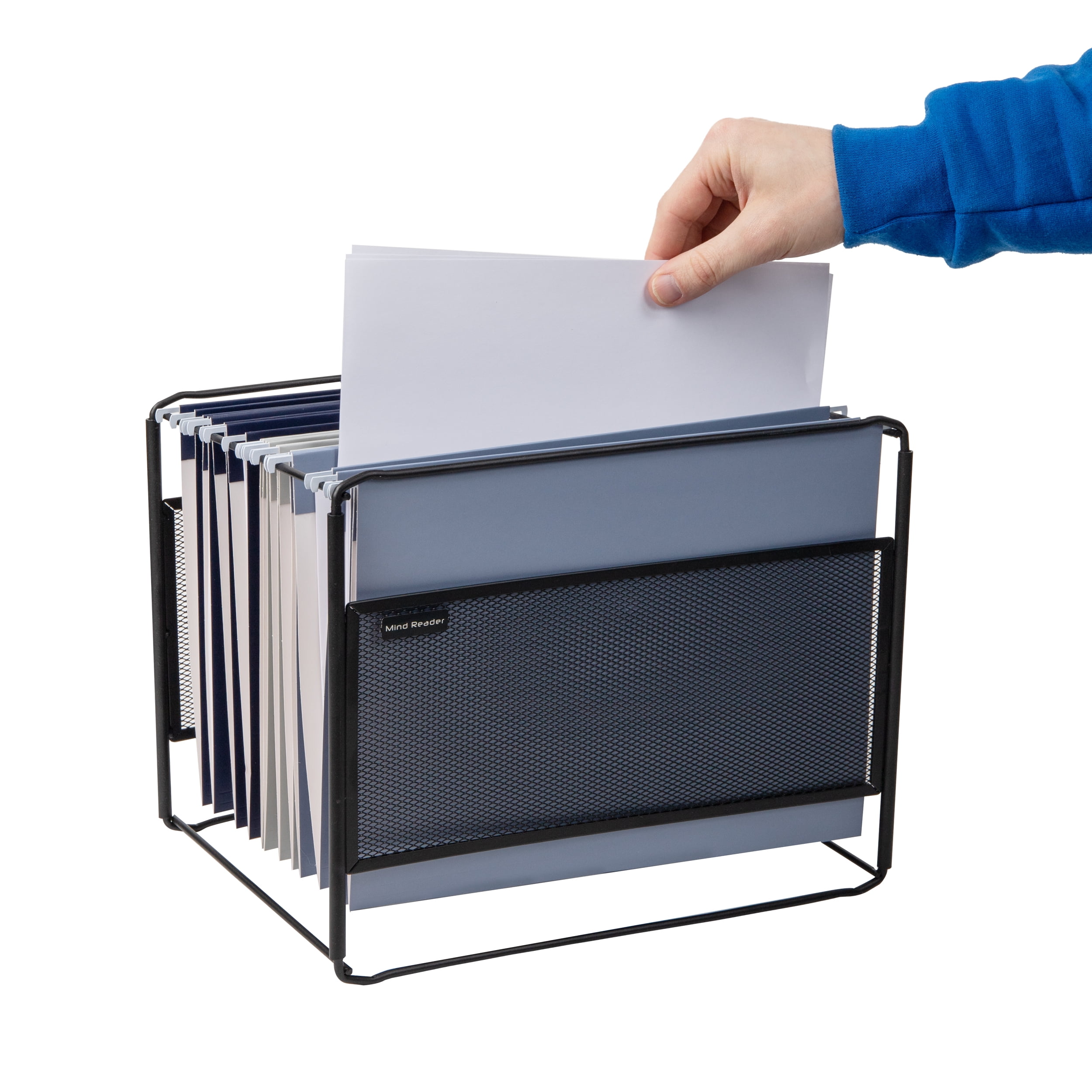 Mind Reader Hanging File Folder Organizer, Desktop Organizer, Storage, Office, Metal, Black