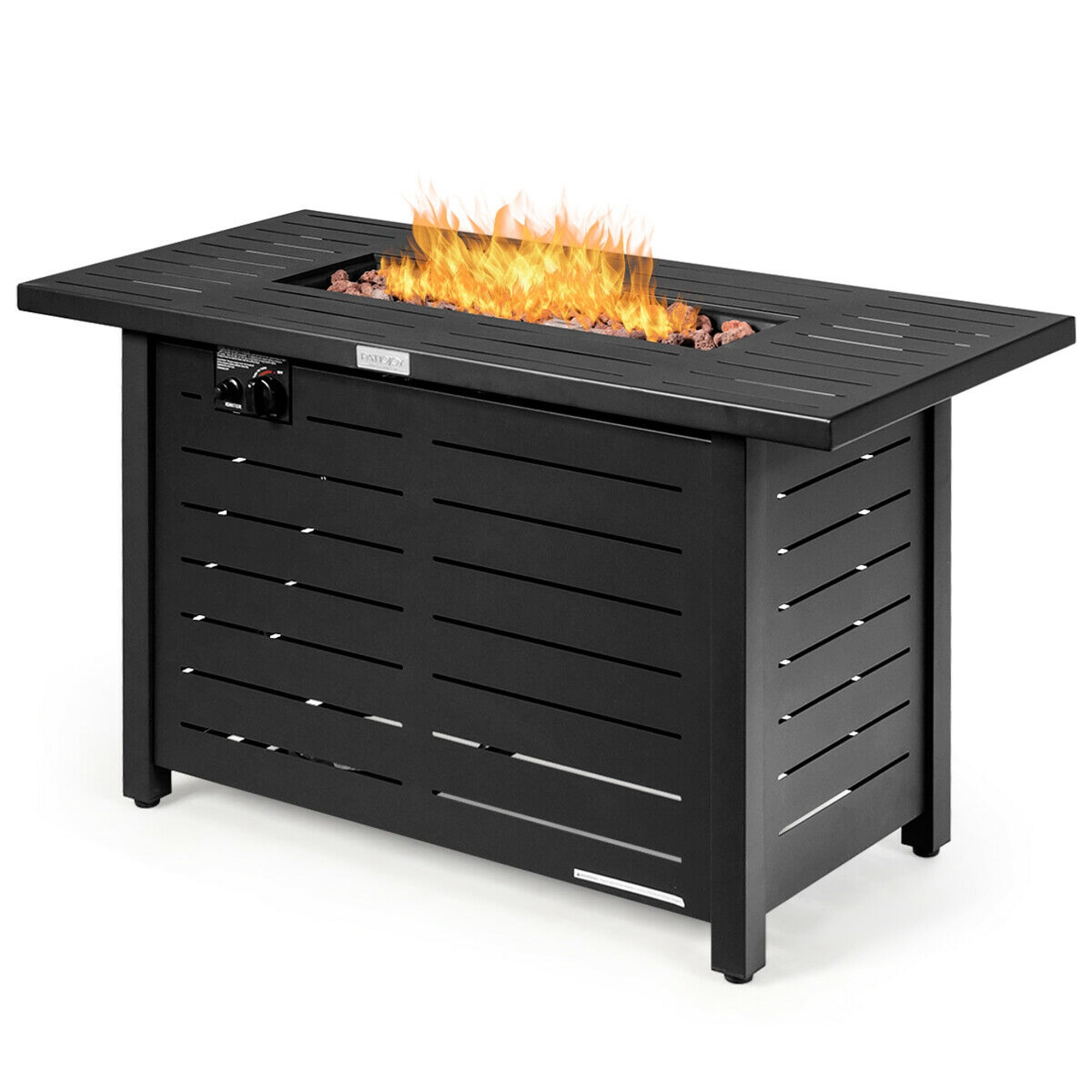 Gymax 42 Rectangular Propane Gas Fire, Outdoor Furniture With Gas Fire Pit