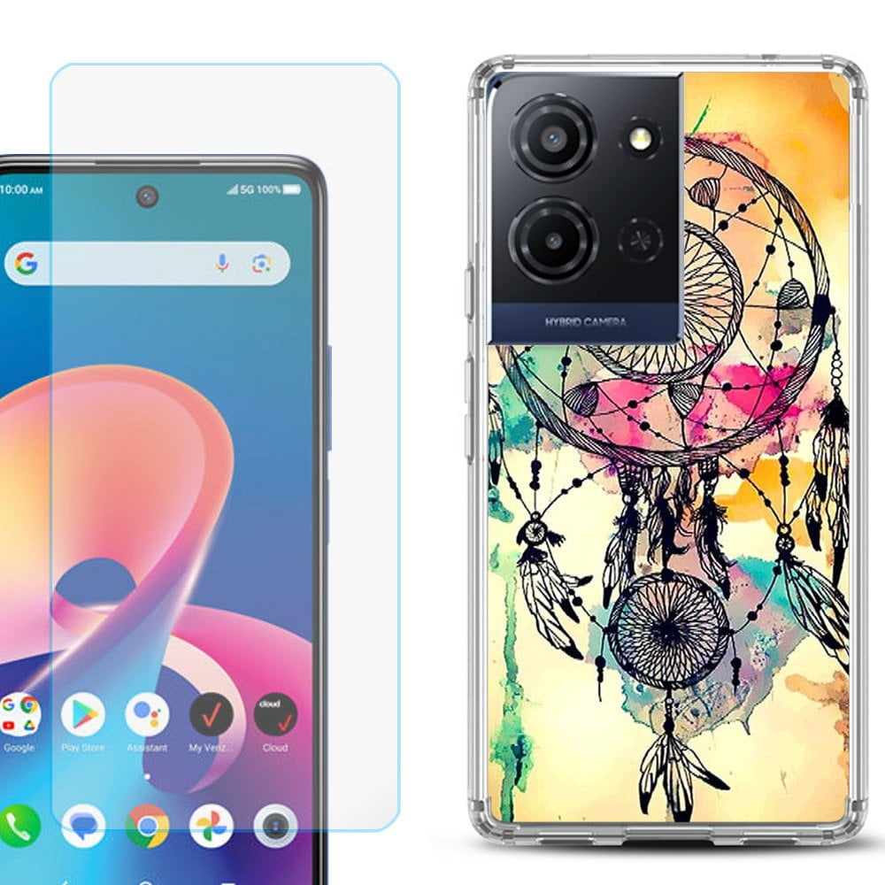 For TCL K32 5G Protective Shockproof Phone Case with Tempered Glass Screen  Protector, by OneToughShield - Skull Smoke - Walmart.com