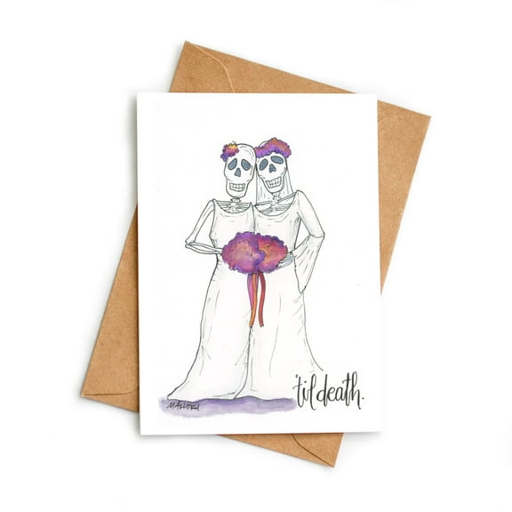Unique Wedding Card - “Till Death” Skeleton Couple Design – Fun and Quirky Greeting Card for Weddings, Anniversaries, and More – Envelope Included