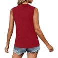 thumbnail image 6 of VBVC Women's Textured Zip Up Sleeveless Shirts,Collared V Neck Loose Fit Tops For Women,Ladies Breathable Summer Daily Wear Blouse,Red,S-2XL, 6 of 9