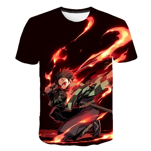 Camisetas Demon Slayer para bebé (niño o niña), camisetas de manga corta, novedad de verano, camisetas con estampado 3D, disfraces, camisetas de cuello redondo de Anime, camisetas Clothing5T Gao Jinjia LED
