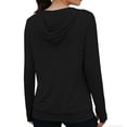 thumbnail image 6 of Women's UPF 50+ Sun Protection Jacket Hooded Women's Sports V-neck Sun Protection Hooded Solid Color Front Decorated Button Long Sleeve Top, 6 of 7