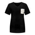 thumbnail image 4 of DeHolifer Womens T-Shirts V-Neck Short Sleeve Floral Printed Pachwork Pocket Blouse T-Shirts Summer Comfy Shirts Tops Multicolor L, 4 of 5