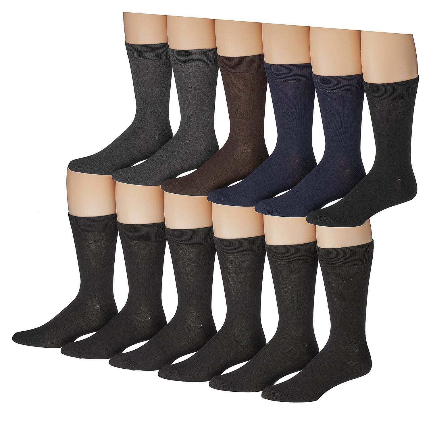 Yacht & Smith 12 Pairs of Mens Solid Executive Dress Socks, Cotton ...