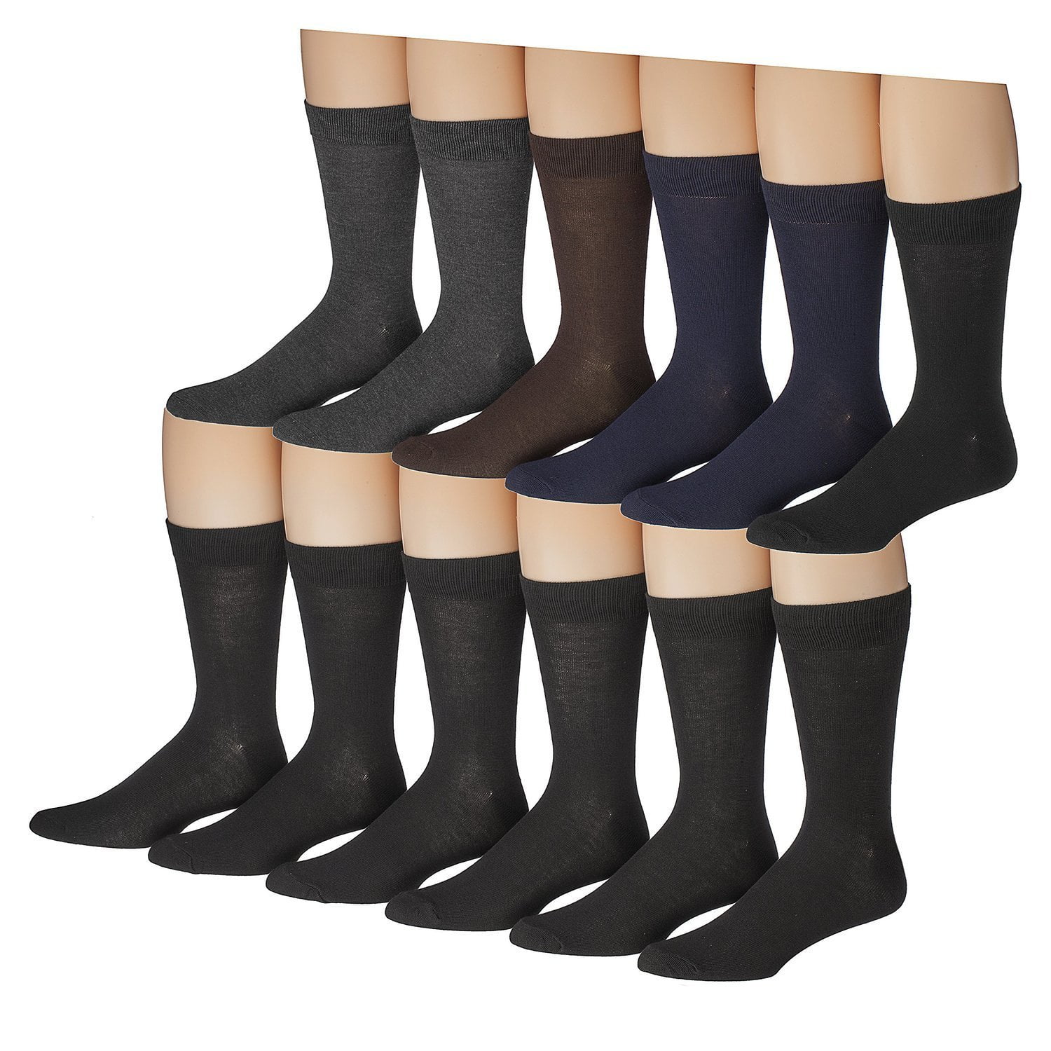 Yacht Smith 12 Pairs Of Mens Solid Executive Dress Socks Cotton 