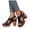 Black, variant on Women's Platform Heels Sandals Hollow Out Leather Chunky Heel Dress Shoes Back Strap Non Slip Peep Toe Wedges Pumps Brown Size 6