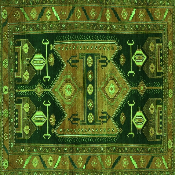 Ahgly Company Indoor Square Persian Green Traditional Area Rugs, 7' Square