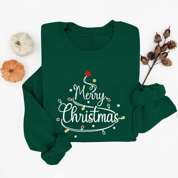 Hipattires Christmas Womens Sweatshirts, Womens Clothes Christmas, Graphic Loose Fashion Long Sleeve, Green