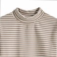 thumbnail image 5 of NORO ARK Girls Striped Mock Neck Long Sleeve Shirts (3-15) Soft Ribbed Knit Slim Basic Layering Fall Casual Acrylic Spandex Tees Coffee Size 9, 5 of 6