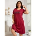 thumbnail image 2 of FEREMO Nightgowns for Women Plus Size Print Short Sleeve Sleepwear with Pockets, 2 of 5